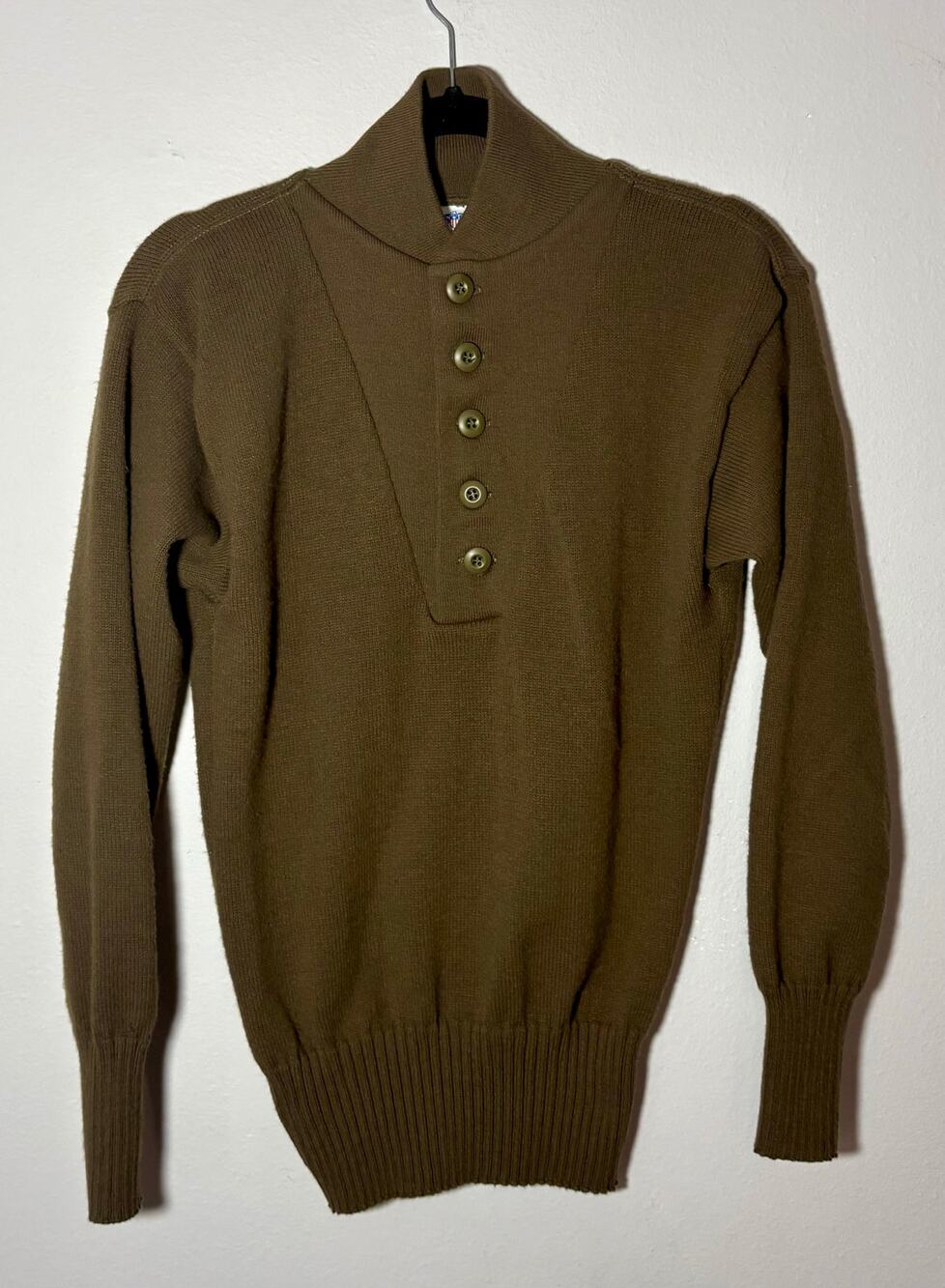Vintage DSCP Garrison Collection Sweater Mens Medium OD Green 5 Button Military